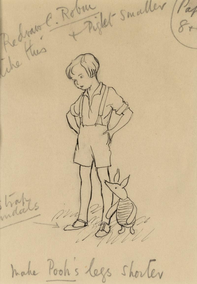 Illustration of Christopher Robin and Piglet.