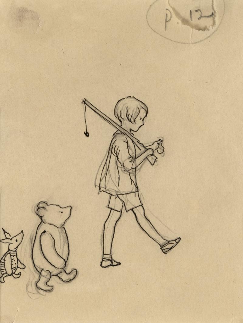 Illustration of Christopher Robin, Pooh, and Piglet.