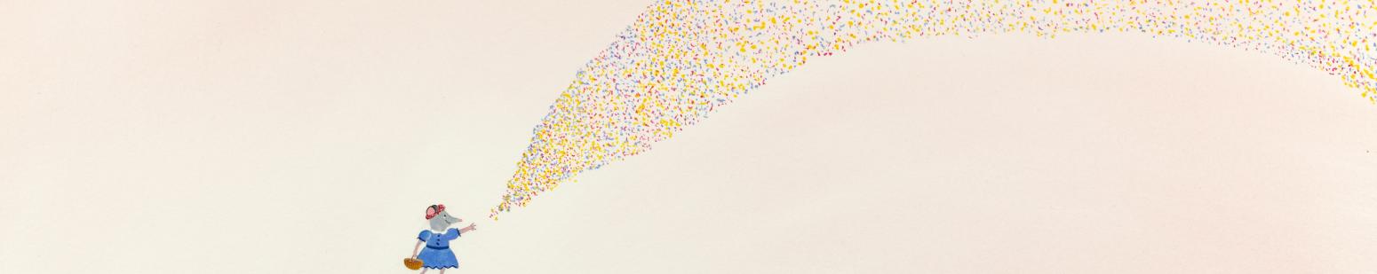 mouse throwing confetti