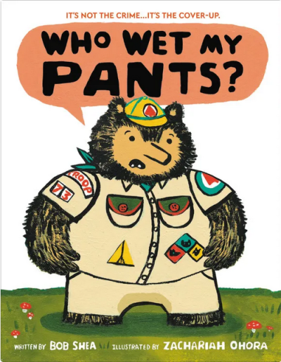 Bear is mystified to find that the pants he is wearing are wet.