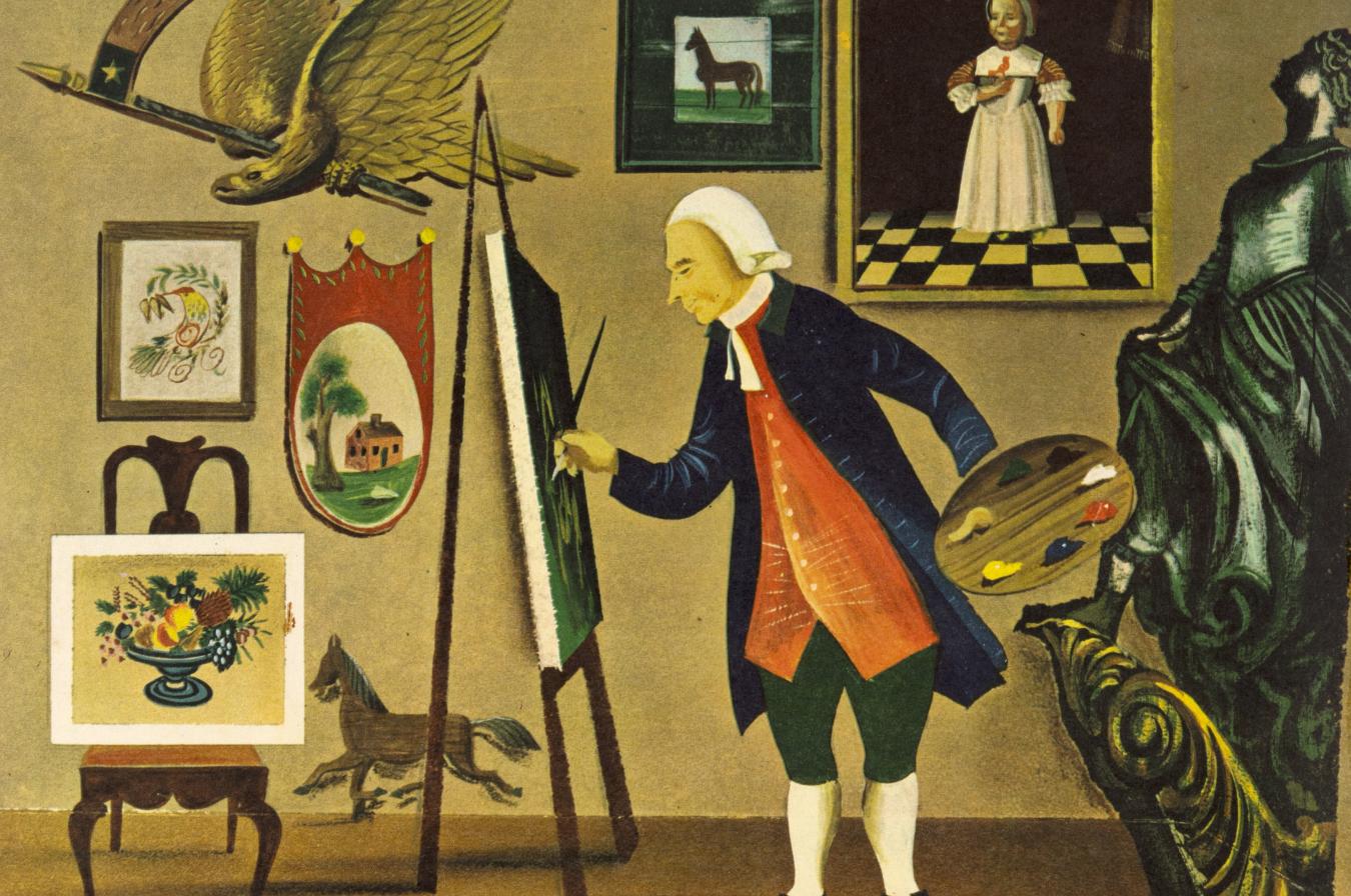Illustration of man painting.