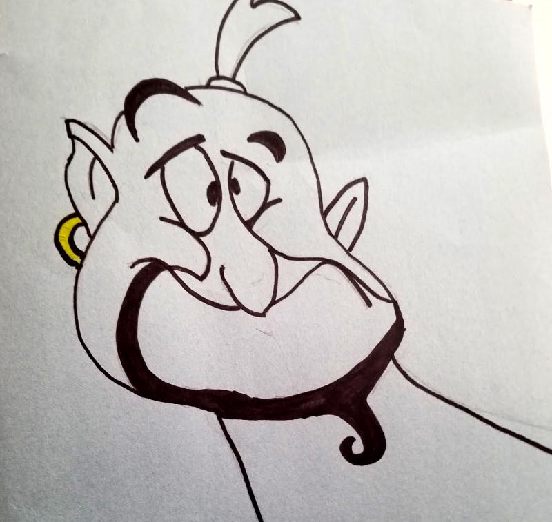 Drawing of the Genie from the movie Aladdin