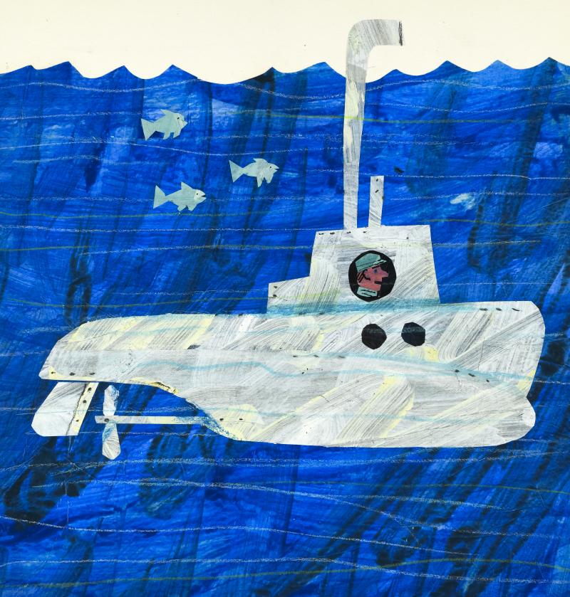 Illustration of submarine underwater.