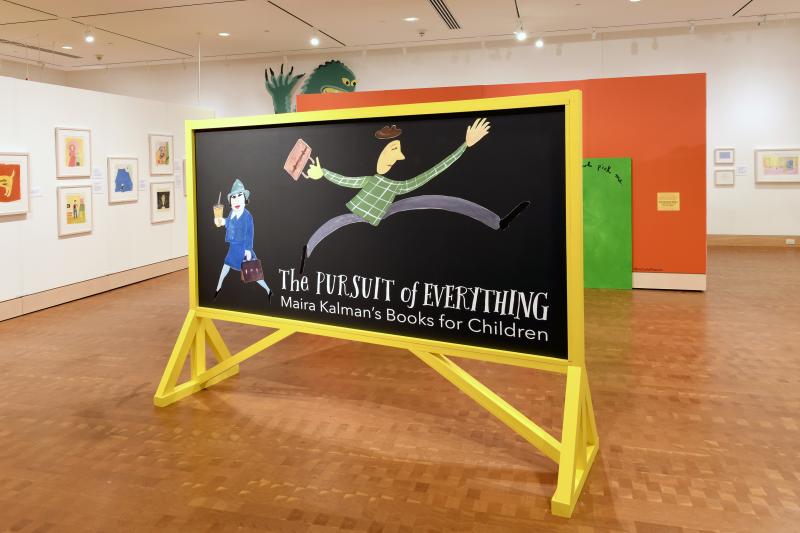 Installation image showing chalkboard with title graphic.