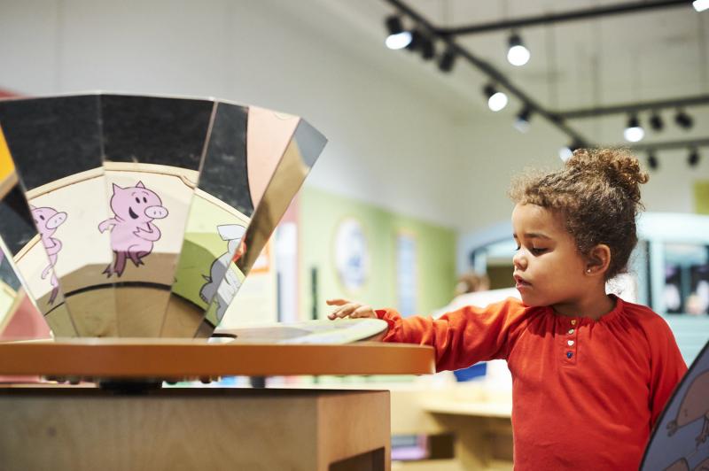 Installation image showing Pigeon-themed interactives.