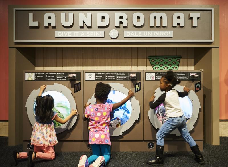 Installation image showing Pigeon-themed interactives.