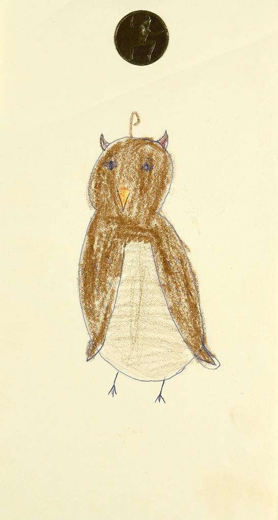 Childhood drawing of an owl.