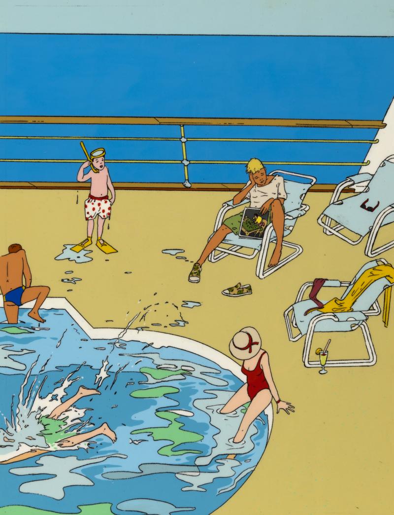 Illustration of swimmers in pool.