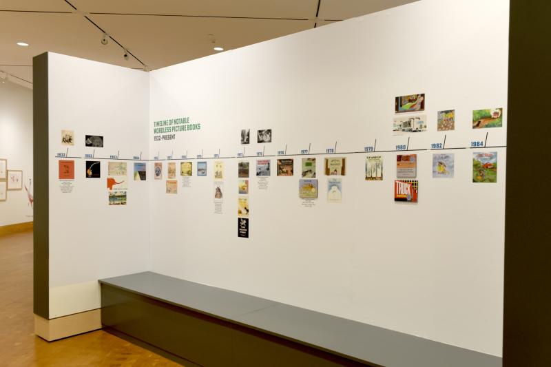 Installation image showing walls with framed art.