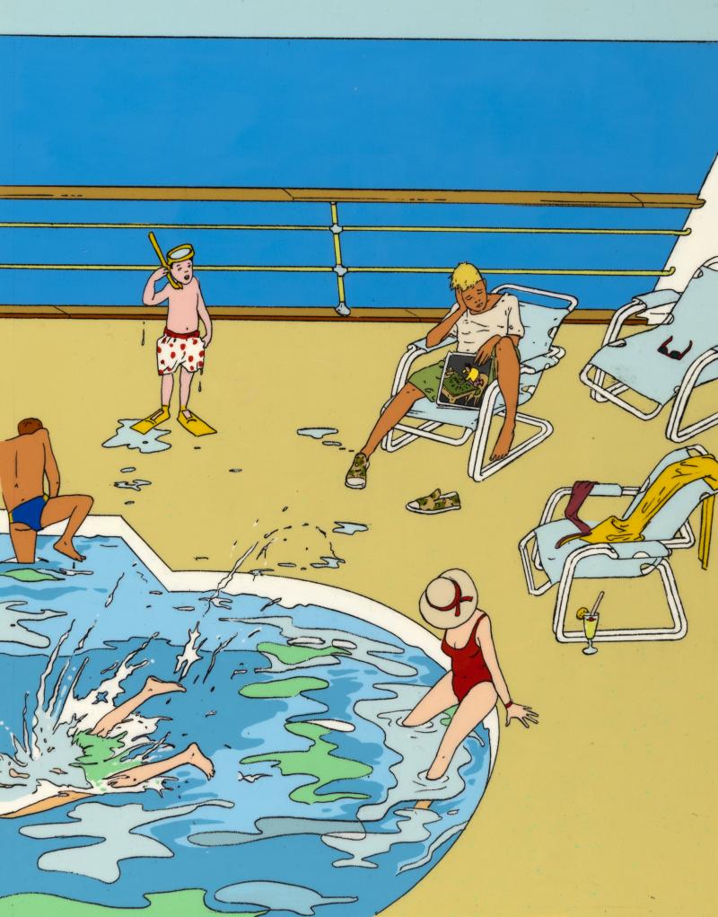 Illustration of swimmers in pool.