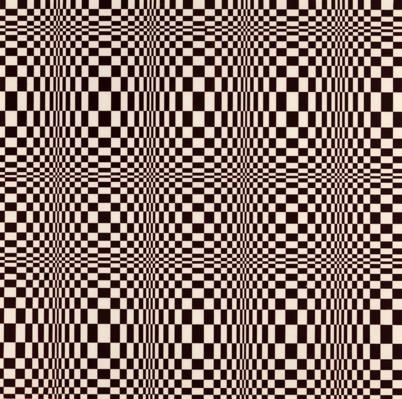 Illustration of optical illusion in black and white checker.