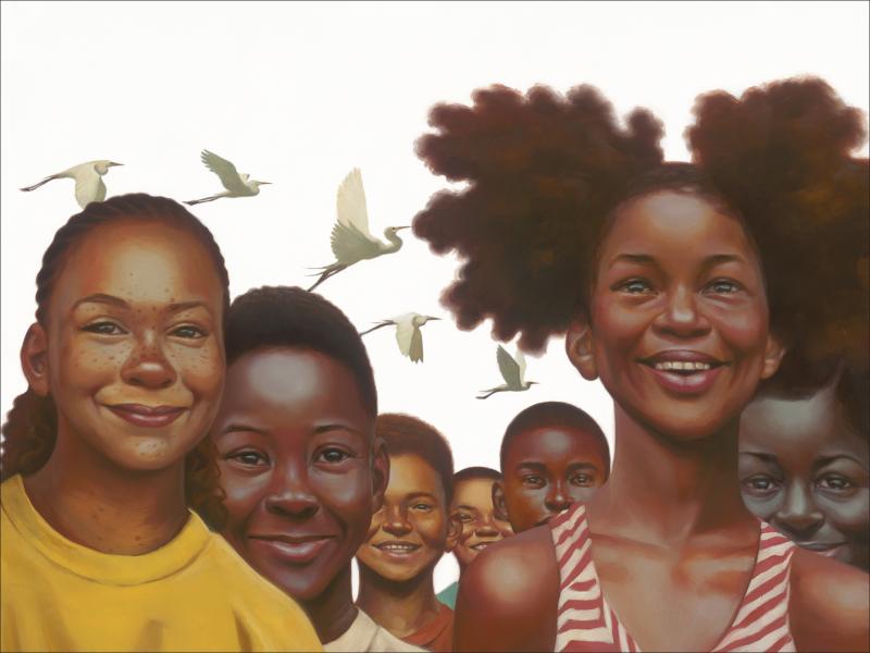 Illustration of seven young Black children.