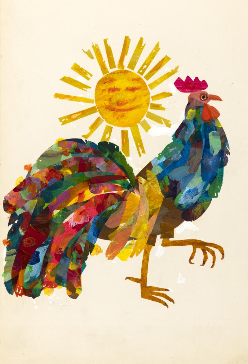 Illustration of Rooster with sun.