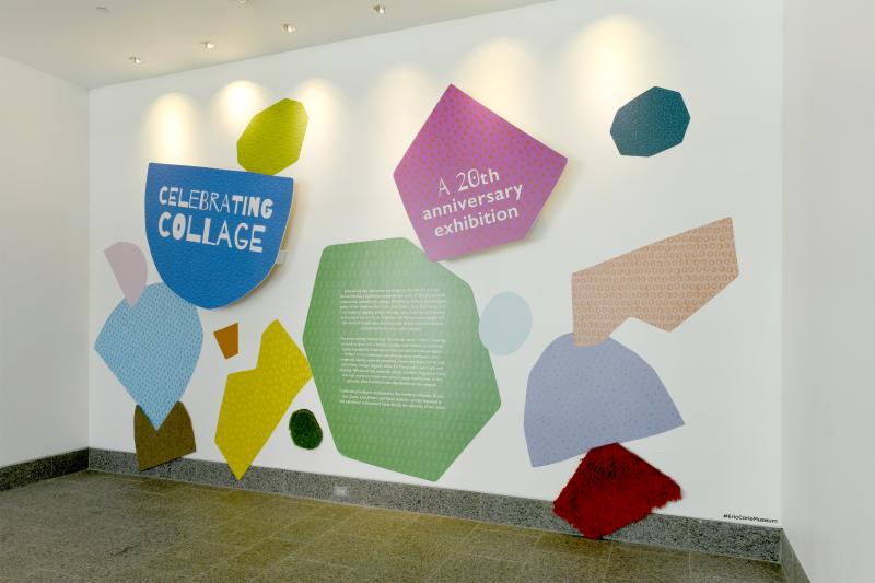 Installation image showing walls with framed art.