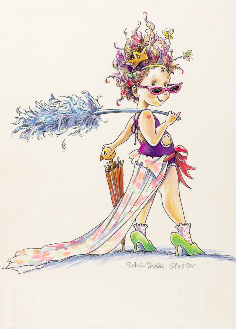 Illustration of girl with umbrella.