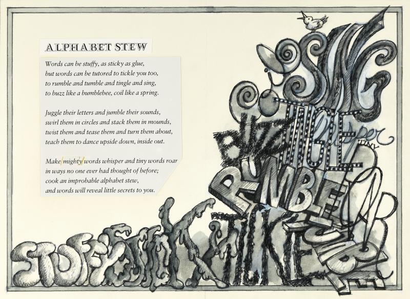Illustration of alphabet letters in a pile.