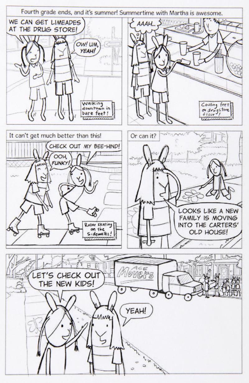 Illustration of bunnies in comic page.