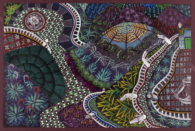 Illustration of ornate garden.