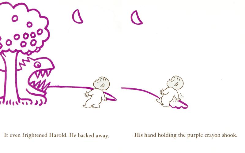 Illustration of boy drawing monster with cryaon.