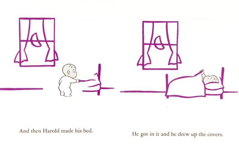 Illustration of boy drawing himself bed with crayon