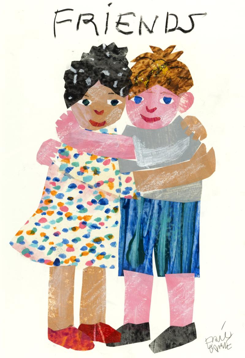 Illustration of Friends hugging