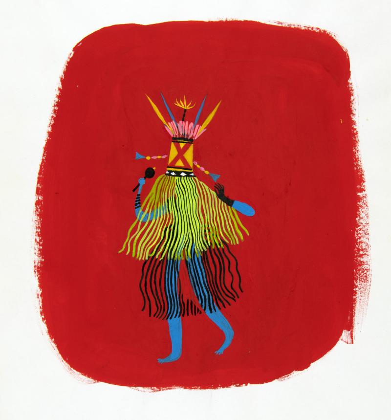 Illustration of person in skirts.