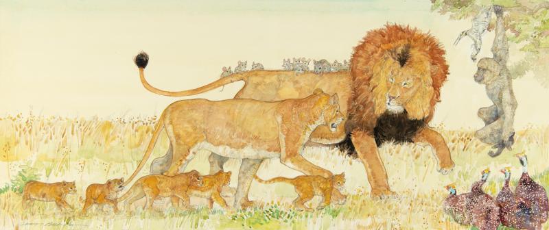 Illustration of lions