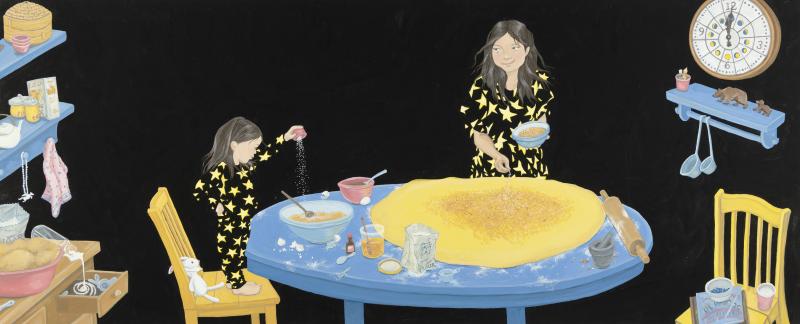 Illustration of children at table