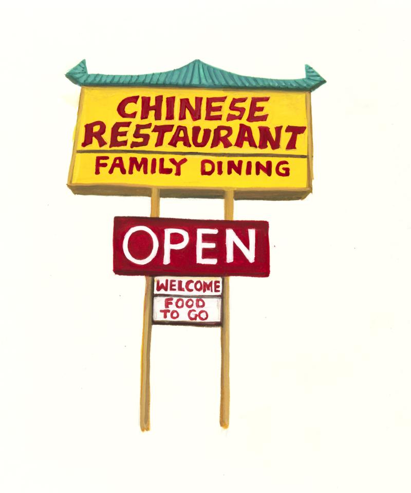 Illustration of Chinese restaurant sign.