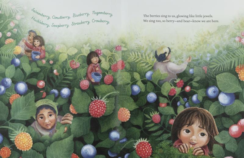 Image of people in raspberry patch.