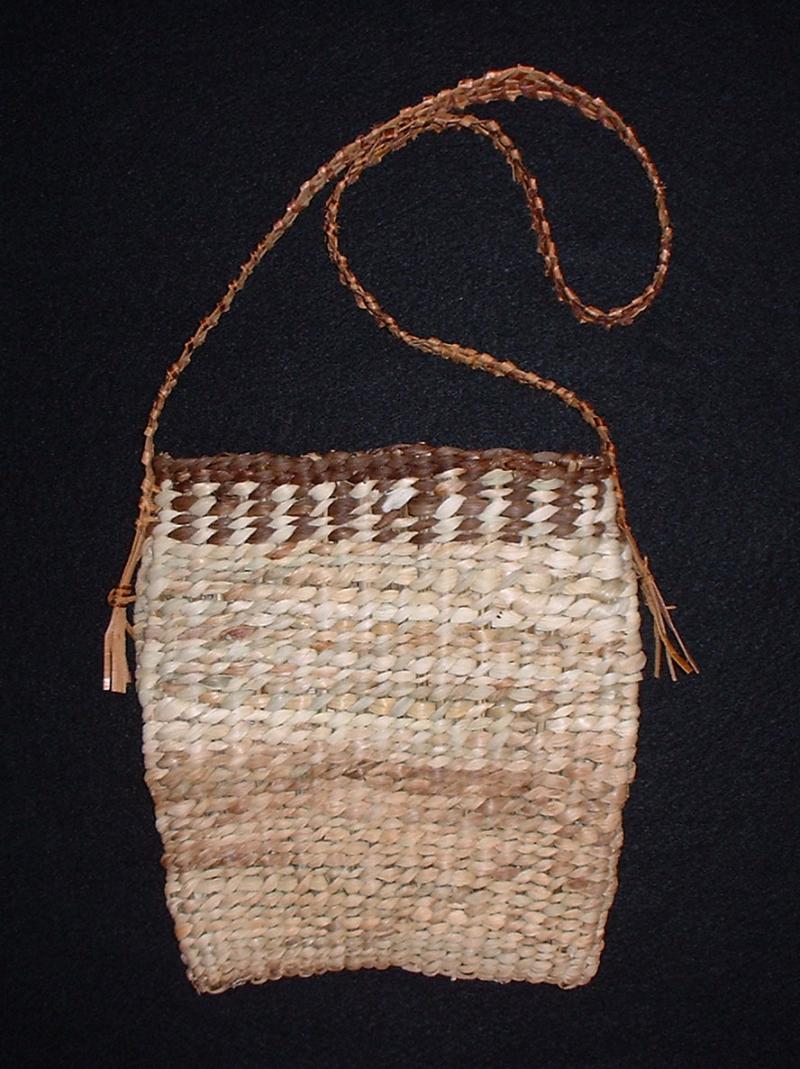 A photo of a well-crafted Indigenous cornhusk bag made by Elizabeth James-Perry.