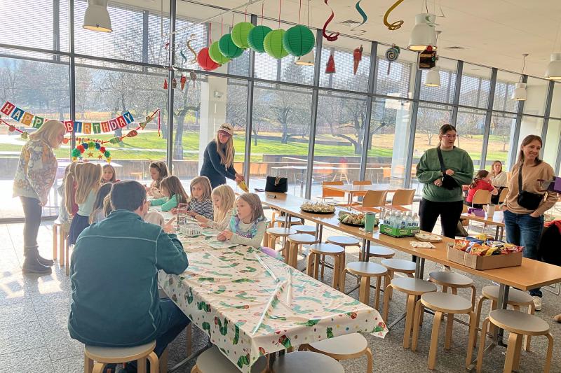 Birthday party at The Carle in the cafe.