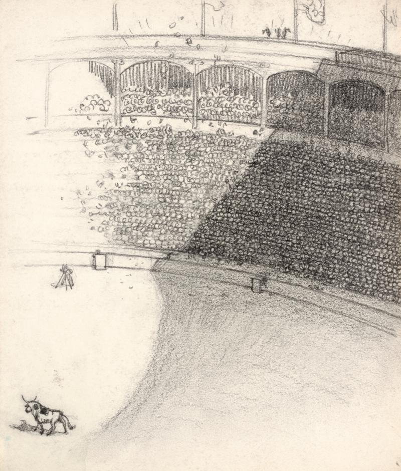 Sketch of bull fighting ring