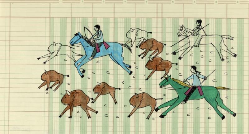 Illustration of buffalo hunt