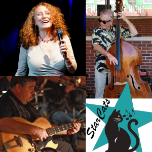 A grid of four photos featuring musicians and their instruments. 