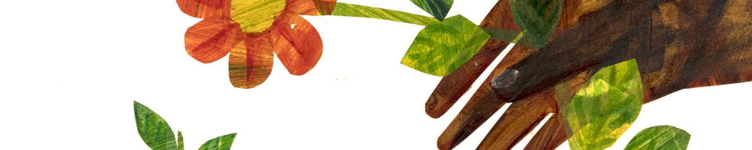 Illustration of hand picking flower. 