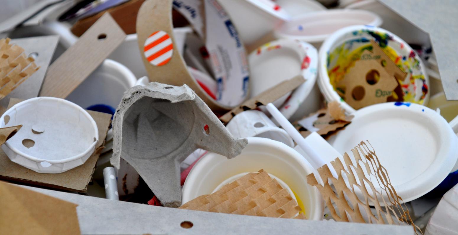 Assorted paper and cardboard found materials