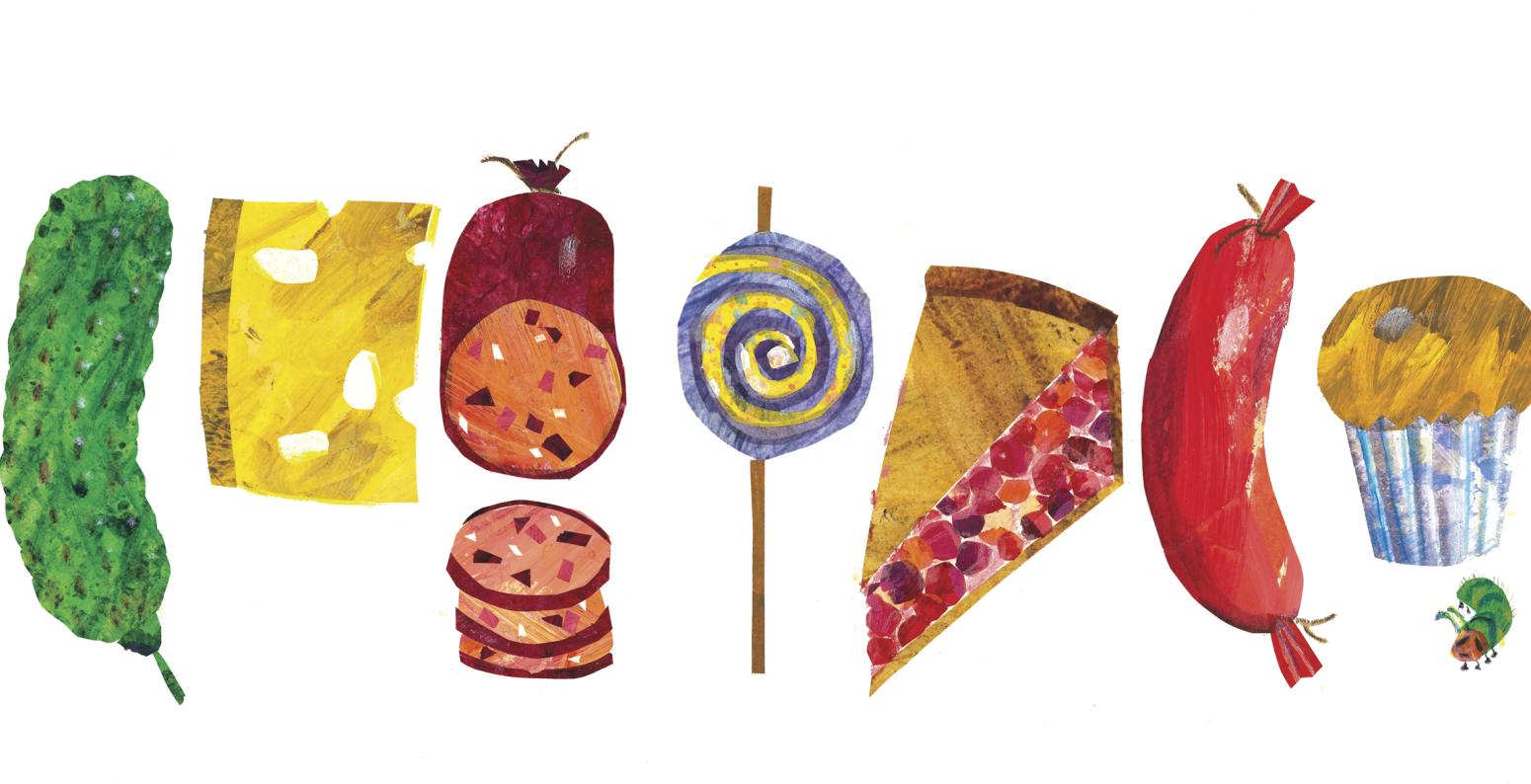 Illustration of party foods. 