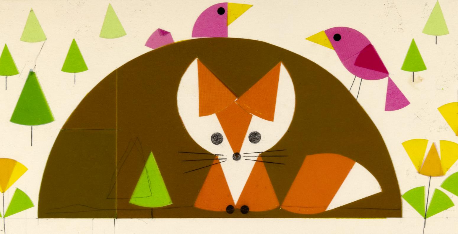 Illustration of animals constructed from pie shapes.