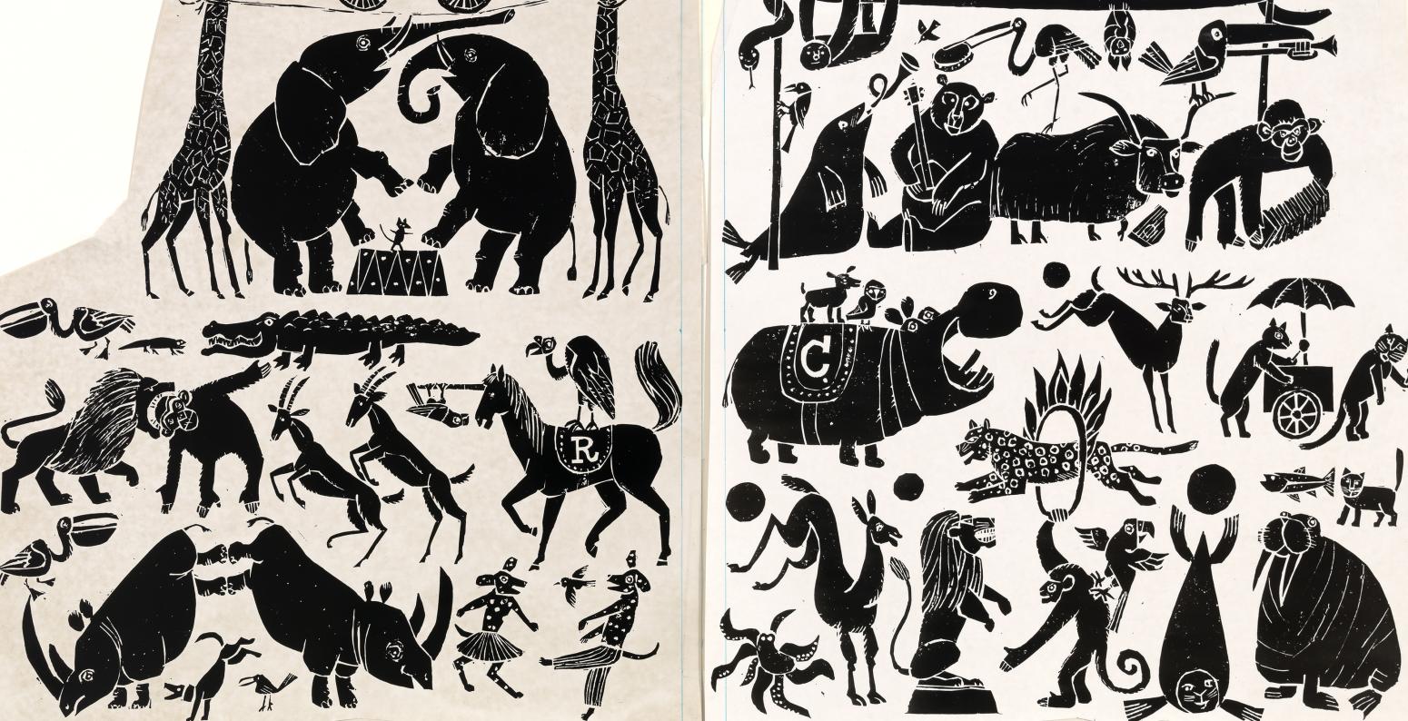 Illustration of various animals. 