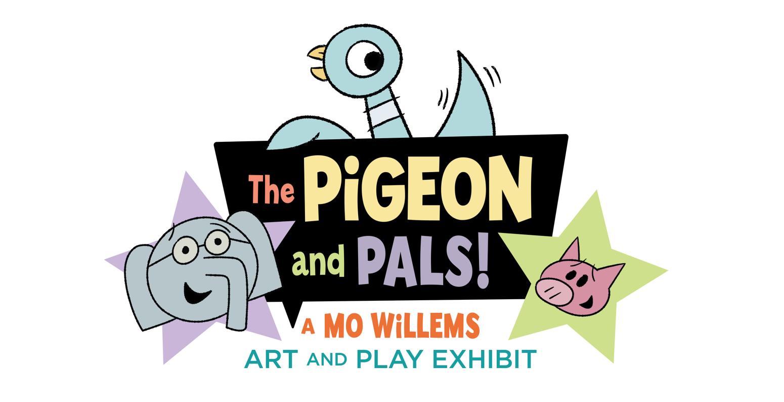 Exhibition logo featuring Elephant, Piggie, and the Pigeon