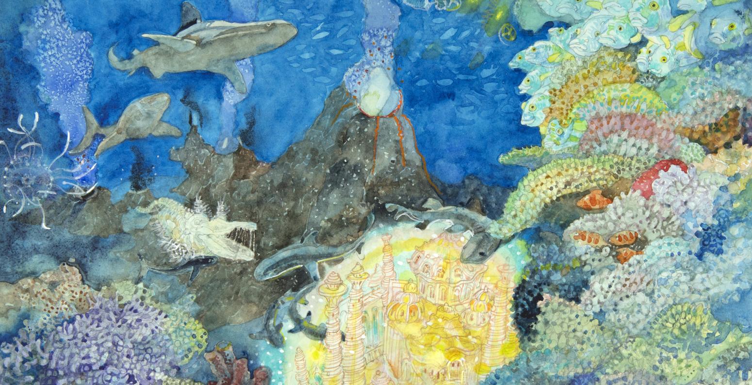Illustration of underwater reef scene