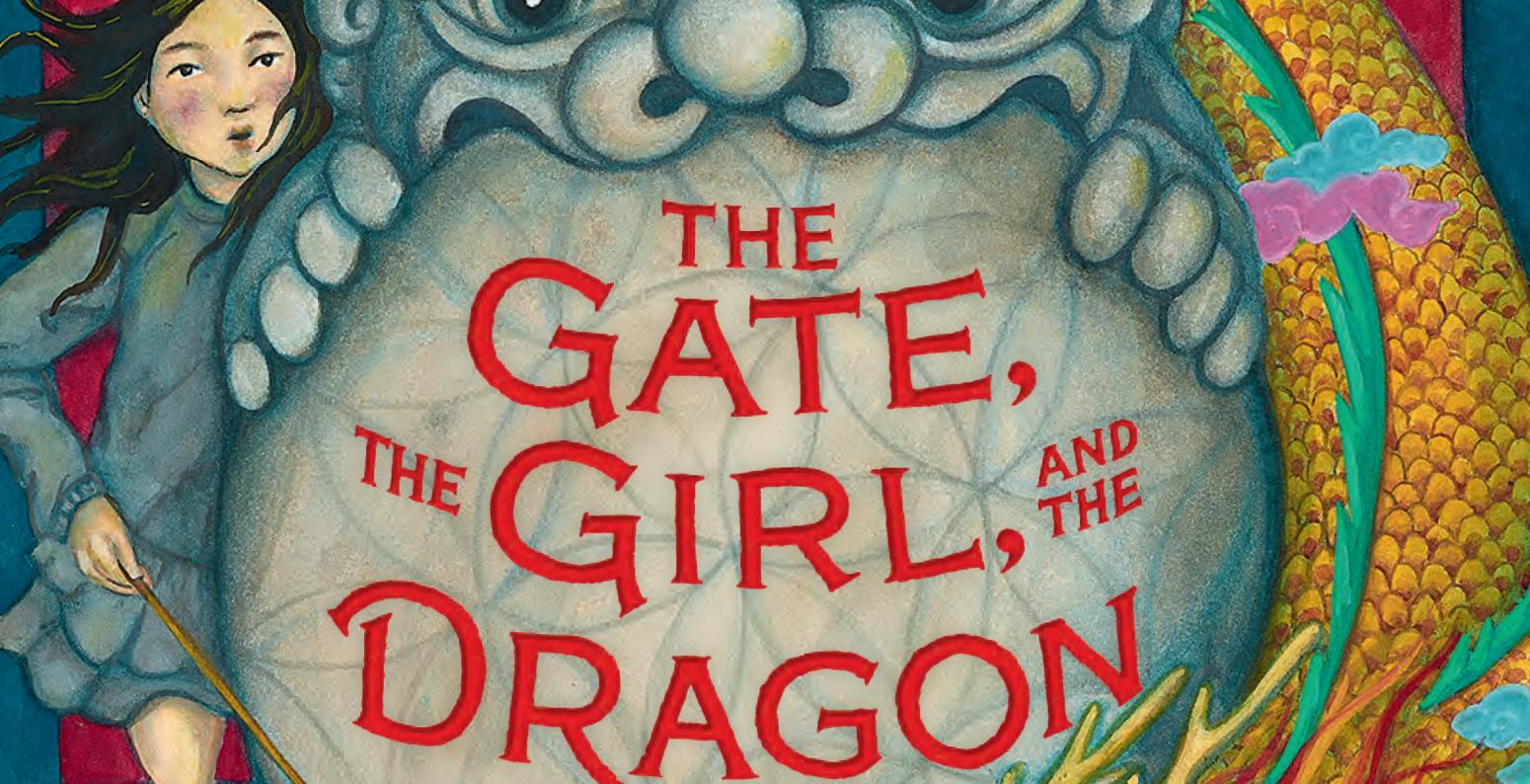 Cover illustration showing a girl holding a lantern, a stone gate, and a dragon.