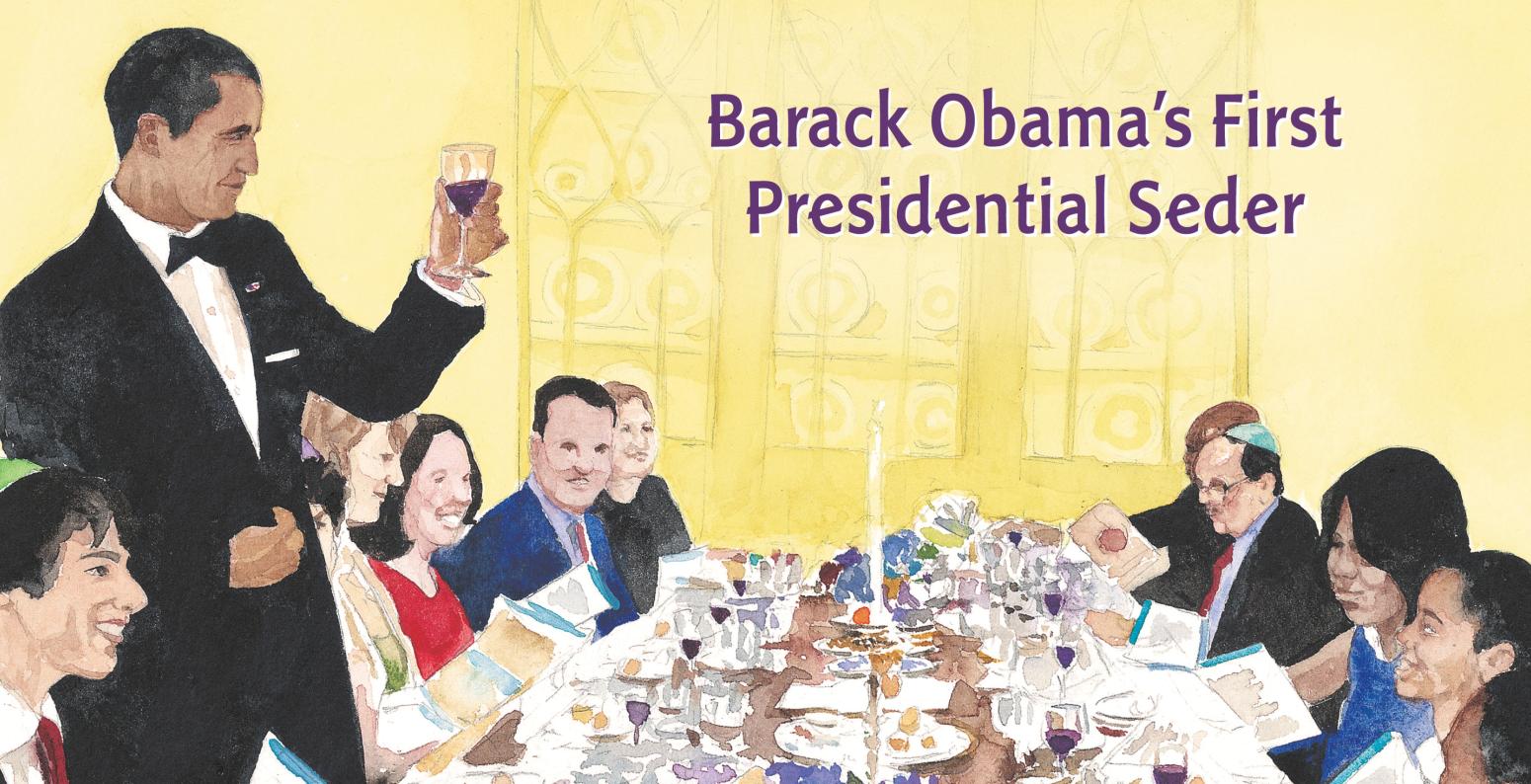 illustration of President Barack Obama at a White House Seder