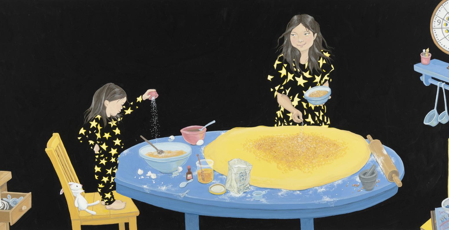 Illustration of children at table 
