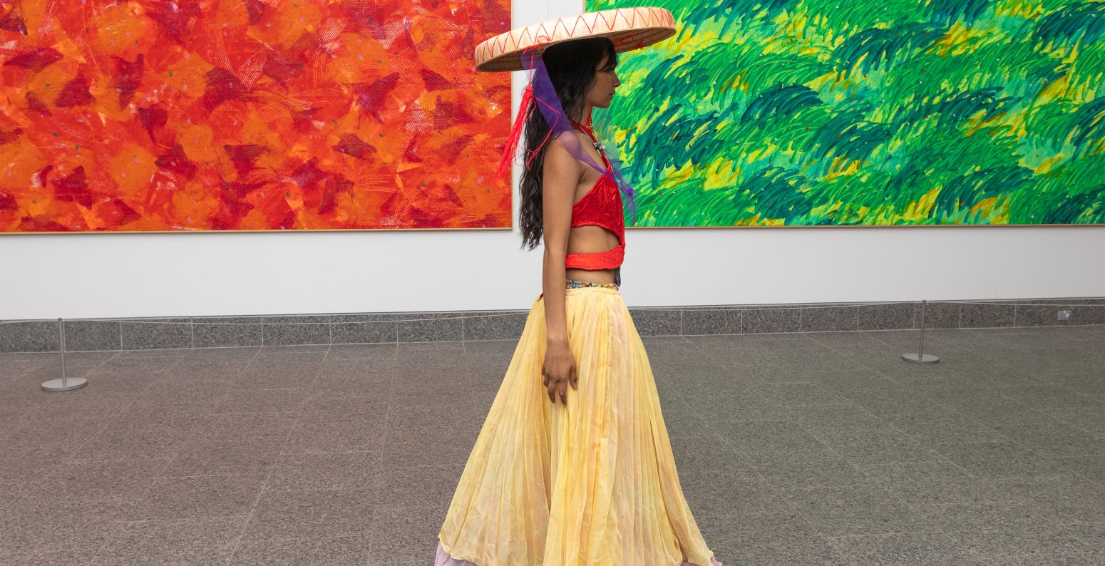 model walking in Great Hall