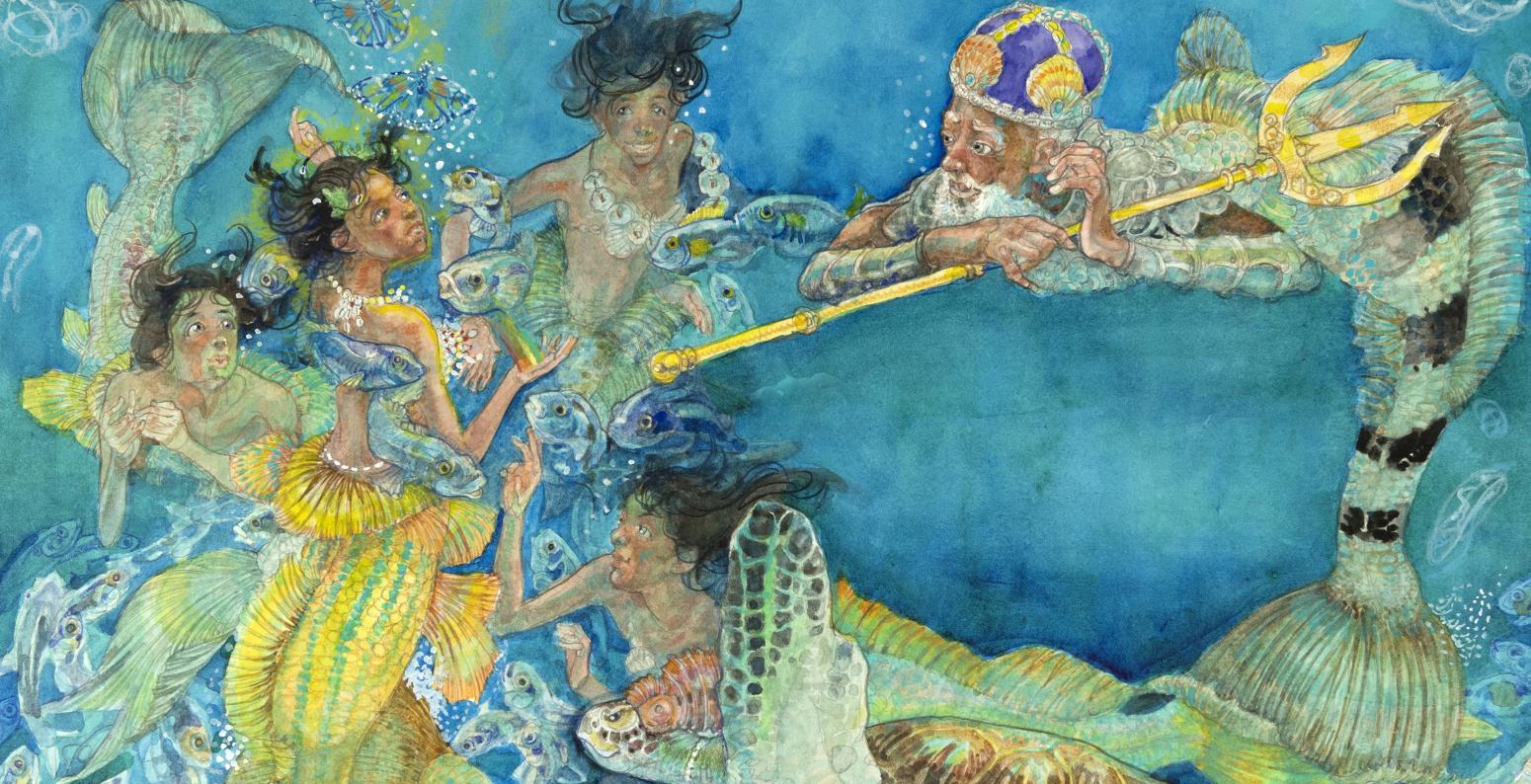 Illustration of mermaids. 