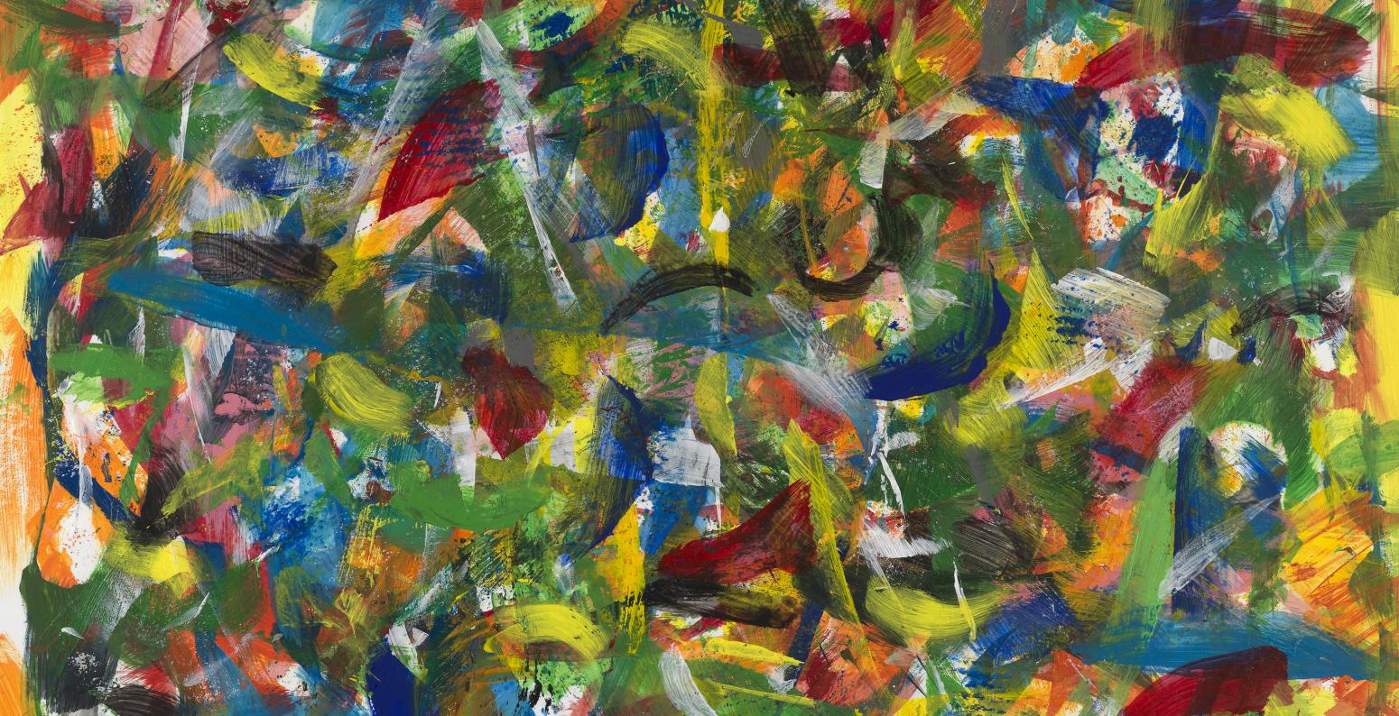 Abstract painting with colorful brushstrokes. 