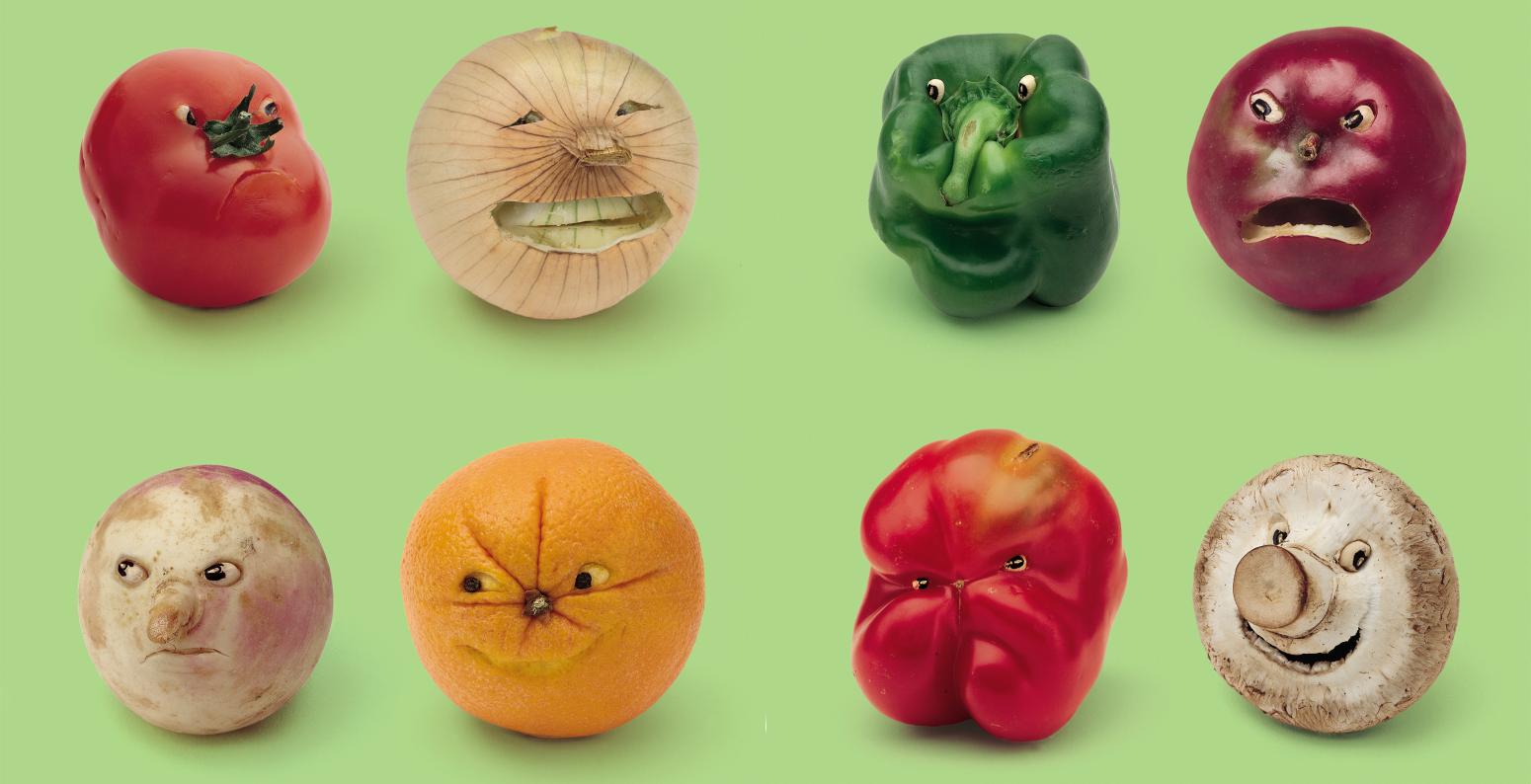 Vegetables with funny faces