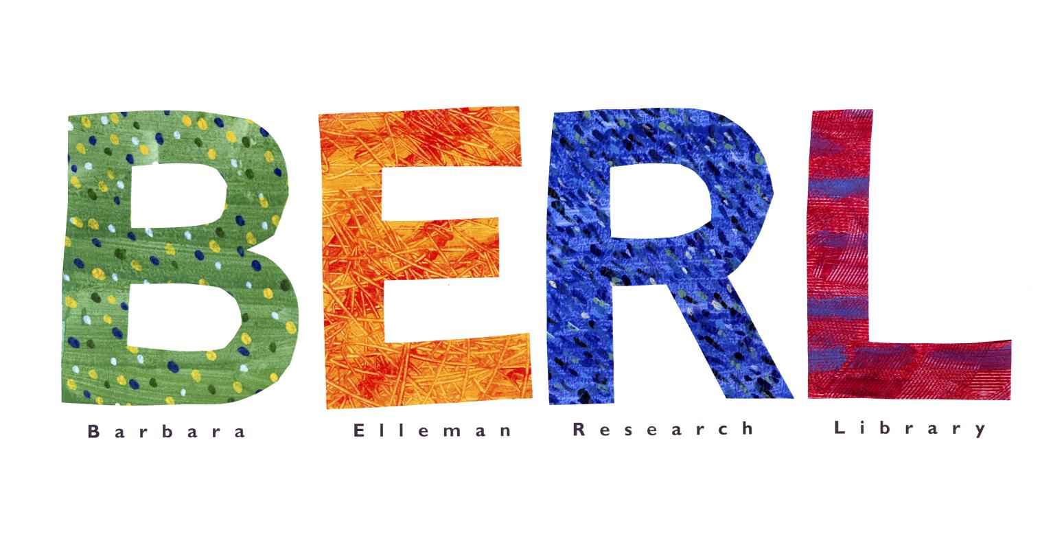 Collaged letters that spell BERL.